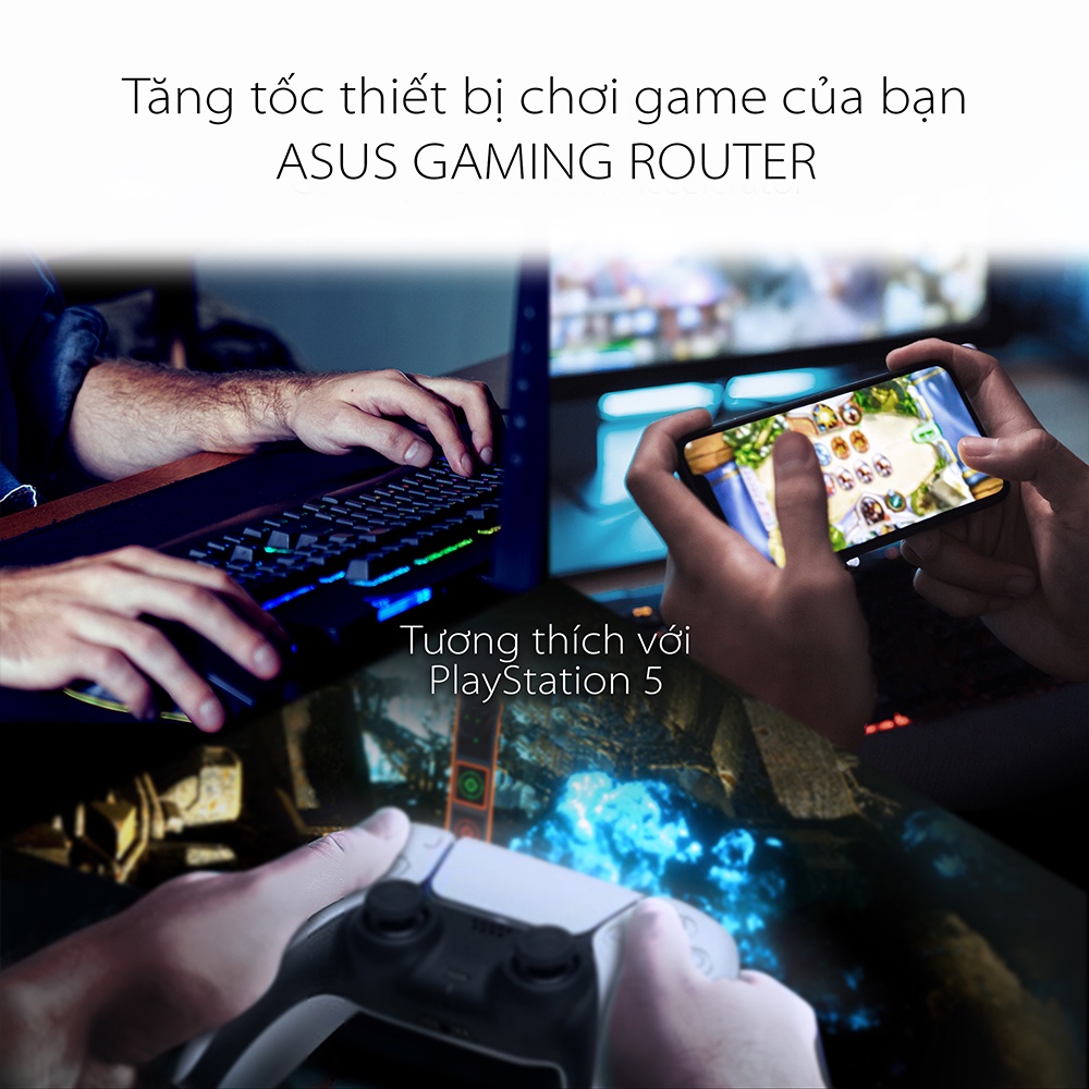 Router Wifi ASUS AURA RGB RT-AX82U Hai Băng Tần, Chuẩn AX5400 (Chuyên Cho Game Di Động)- Hàng Chính Hãng