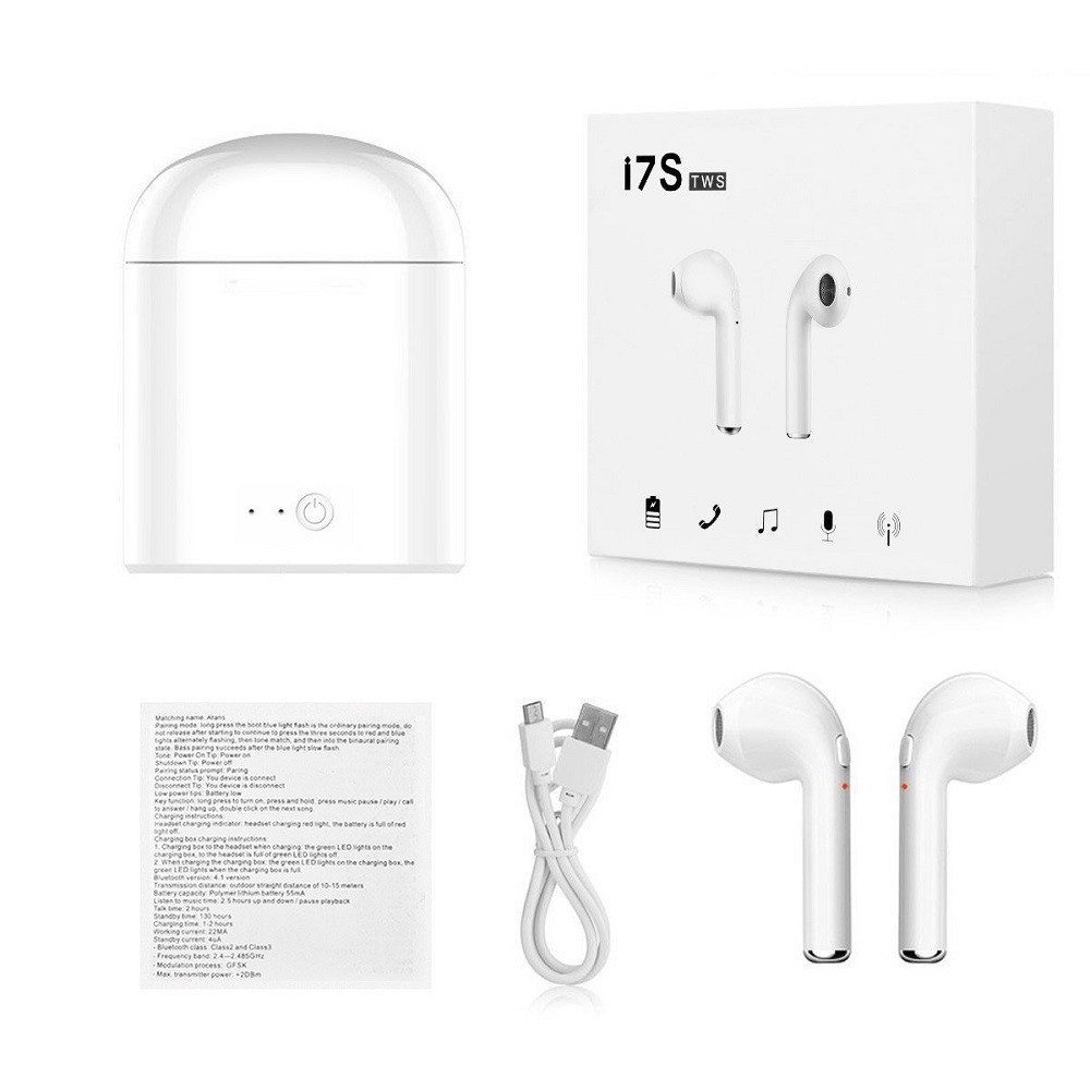 Tai nghe không dây I7S Tws kết nối Bluetooth 5.0 âm thanh stereo dành cho Iphone 6 7 8 Plus X