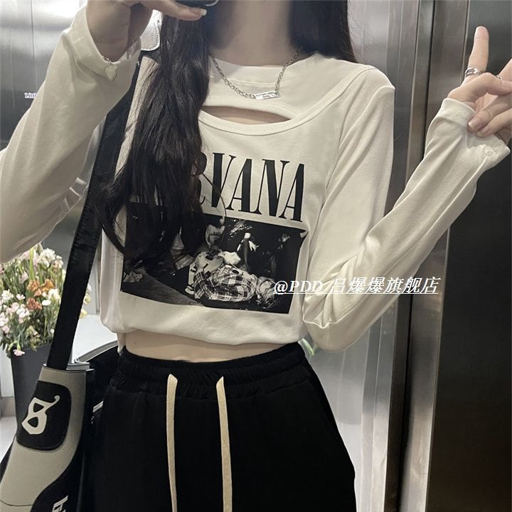 COZOK Áo Thun Tay Dài Dáng Ngắn Phong Cách Retro Thời Trang Cho Nữ