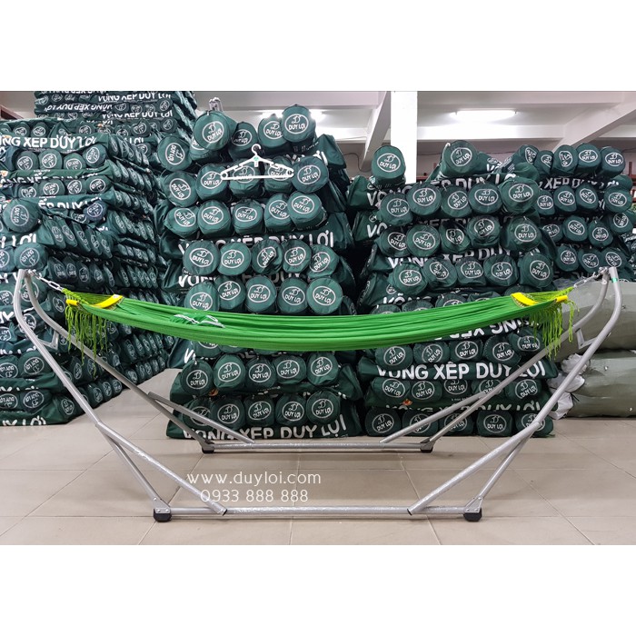 Bộ võng xếp Duy Lợi thép - CỠ ĐẠI ( Qùa tặng 10 móc áo)