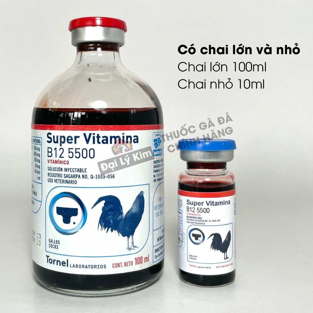 Dinh dưỡng nuôi gà đá tăng bo B12 5500, chai 10ml, nhập khẩu Mexico chính hãng