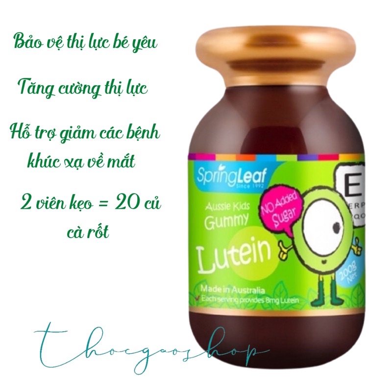 Kẹo gum bổ mắt Lutein Springleaf Úc 2y+ giúp bé mắt sáng tinh anh