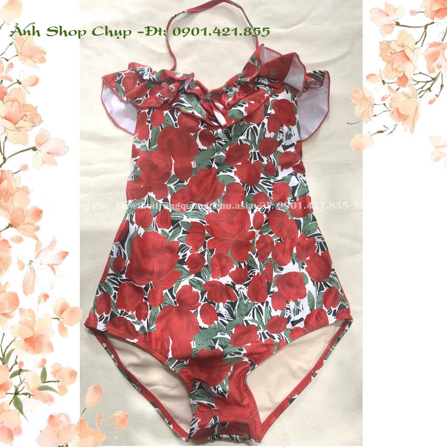 (Hàng Nhập - Cao cấp) Monokini-Bikini liền thân Hoa đỏ # ADN3258
