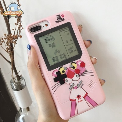 Ốp lưng hình máy chơi game tetris họa tiết báo hồng cho iPhone 6 / 6S / 7 / 8 Plus / X