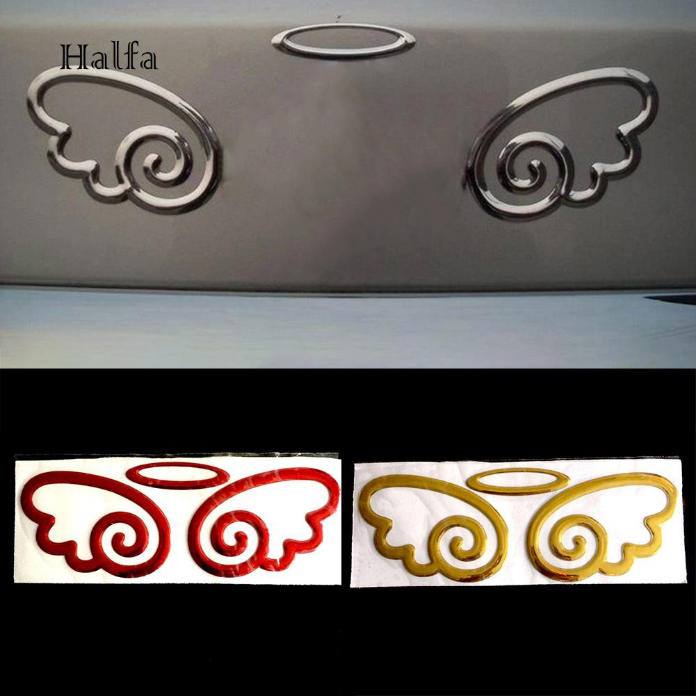 HL☆Car Styling Lovely 3D Angel Wings Sticker Vehicle Body Logo Decal Decoration