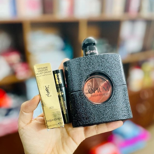 Set Nước Hoa YSSL Black Opium EDP GIft Set (Mascara - Nước Hoa Fullsize 90ml - Son YSSL 208 Fullsize)