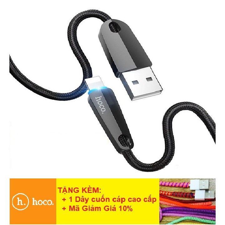 Sạc Tự Ngắt FREESHIPGiảm 5K Khi Nhập [CAPSAC5K] Cáp sạc Hoco U35 Lightning Ngắt Điện Thông Minh - BH 12 tháng