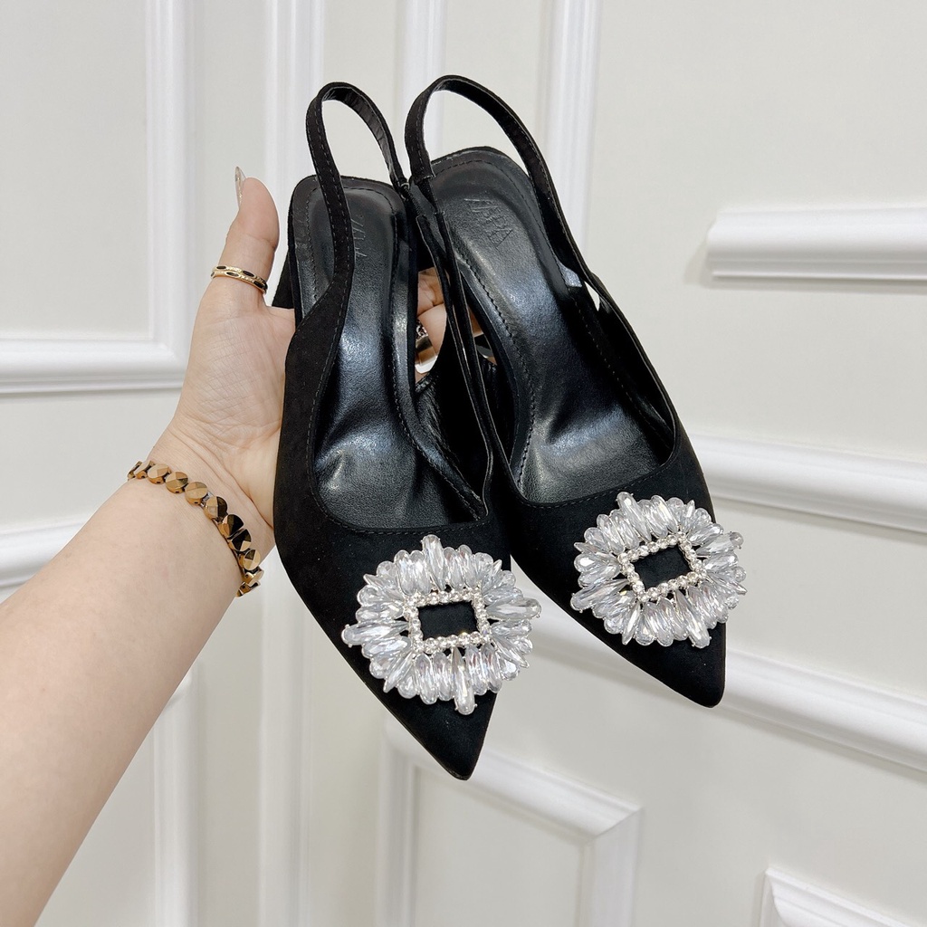 Sandal Cao Gót Nữ Đủ [ 5p 7p 9p ] Bít Mũi Hoa Đá Xoàn Cực Sang Hàng Cao Cấp Lên Chân Tôn Dáng - Chị Chảnh Store