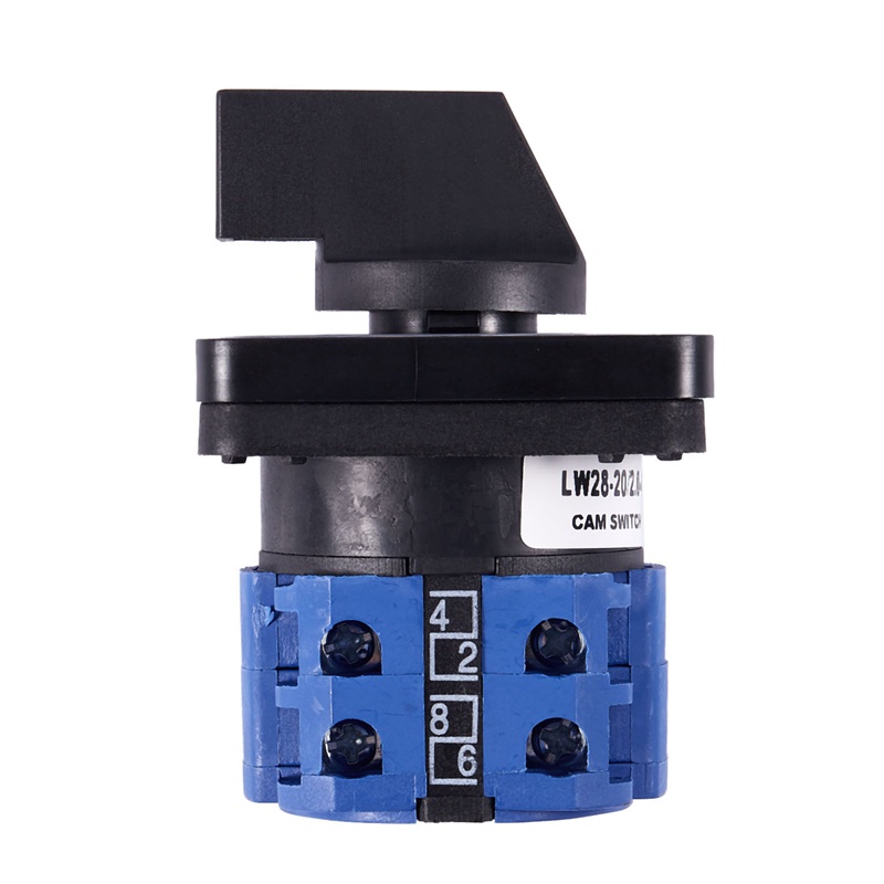 8 Terminals 5 Positions Master Control Rotary Cam Switch 20A Black+Blue