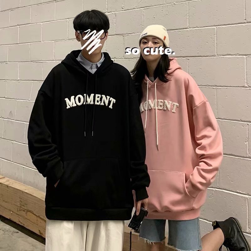 Áo Hoodie Dáng Rộng In Chữ Thời Trang Xuân Thu Cho Cặp Đôi