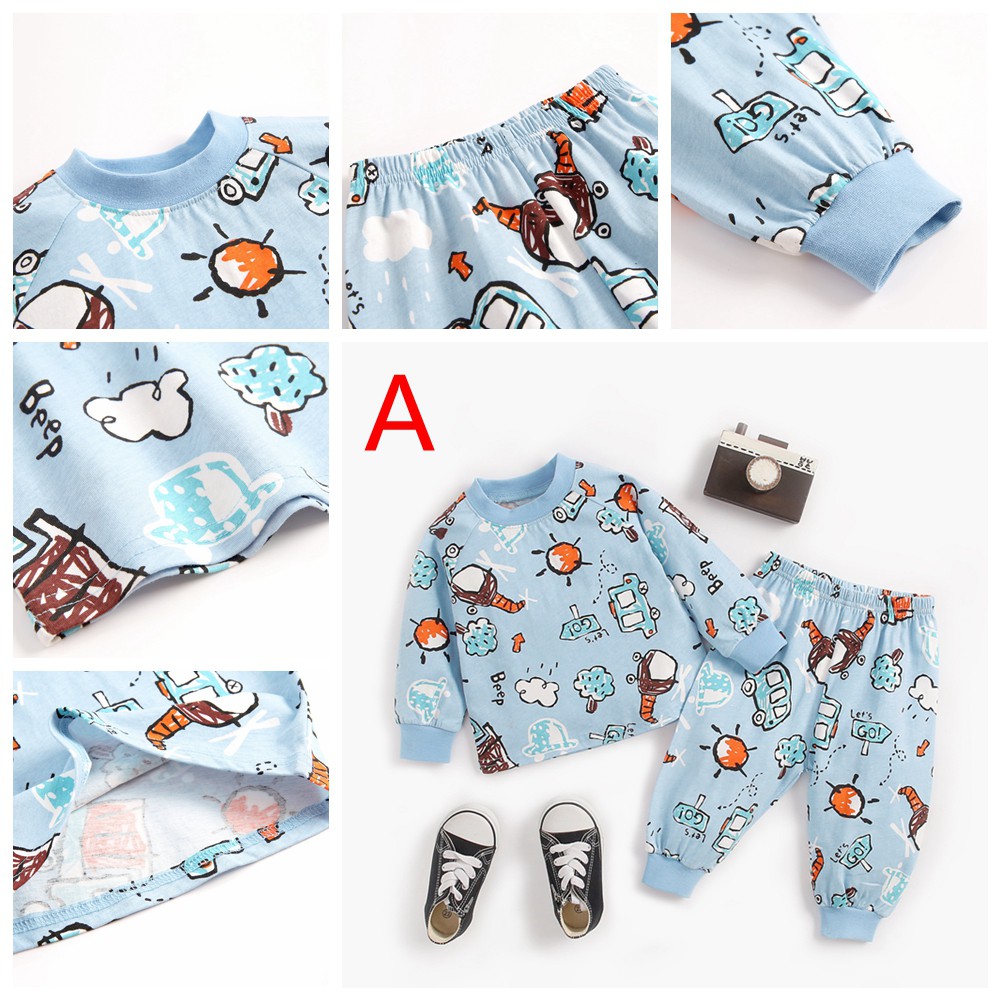 Set Đồ 2 Món Sanlutoz Bằng Cotton Gồm Áo Thun Và Quần Dài Phong Cách Hoạt Hình Đáng Yêu Cho Bé