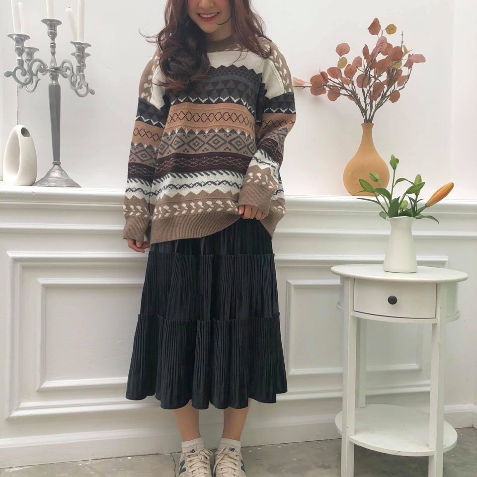 Áo len lông họa tiết thổ cẩm