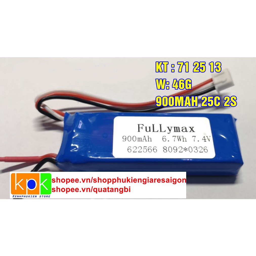 Pin Lithium UAV 900ma25C7.4V cho máy bay đk từ xa, đồ chơi mô hình chưa có jack chính
