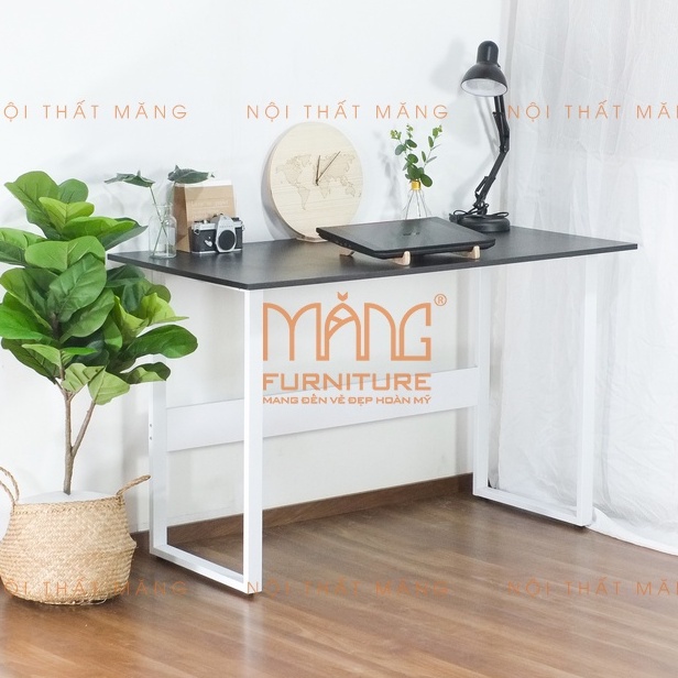 Bàn làm việc, bàn gaming chân sắt mạ tĩnh điện chữ U kt 1m2 - CHÂN TRẮNG