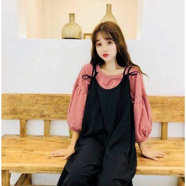 ÁO NỈ DÀI TAY TRƠN HOT - SWEATER TAY BỒNG TRẮNG / HỒNG