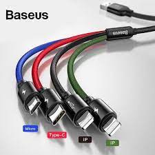 Ship hoả tốc - Cáp Sạc Nhanh Đa năng Baseus cáp sạc 4 đầu dài 1.2m có 2 đầu iphone sạc dùng lúc được 4 máy
