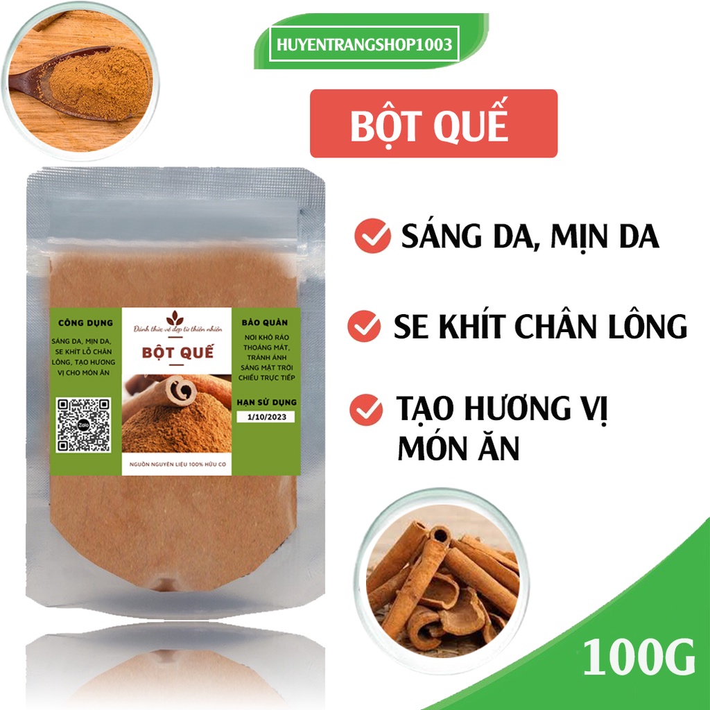 100g bột quế sạch nguyên chất đắp mặt dùng chăm sóc da, gia vị nấu ăn, khử mùi...