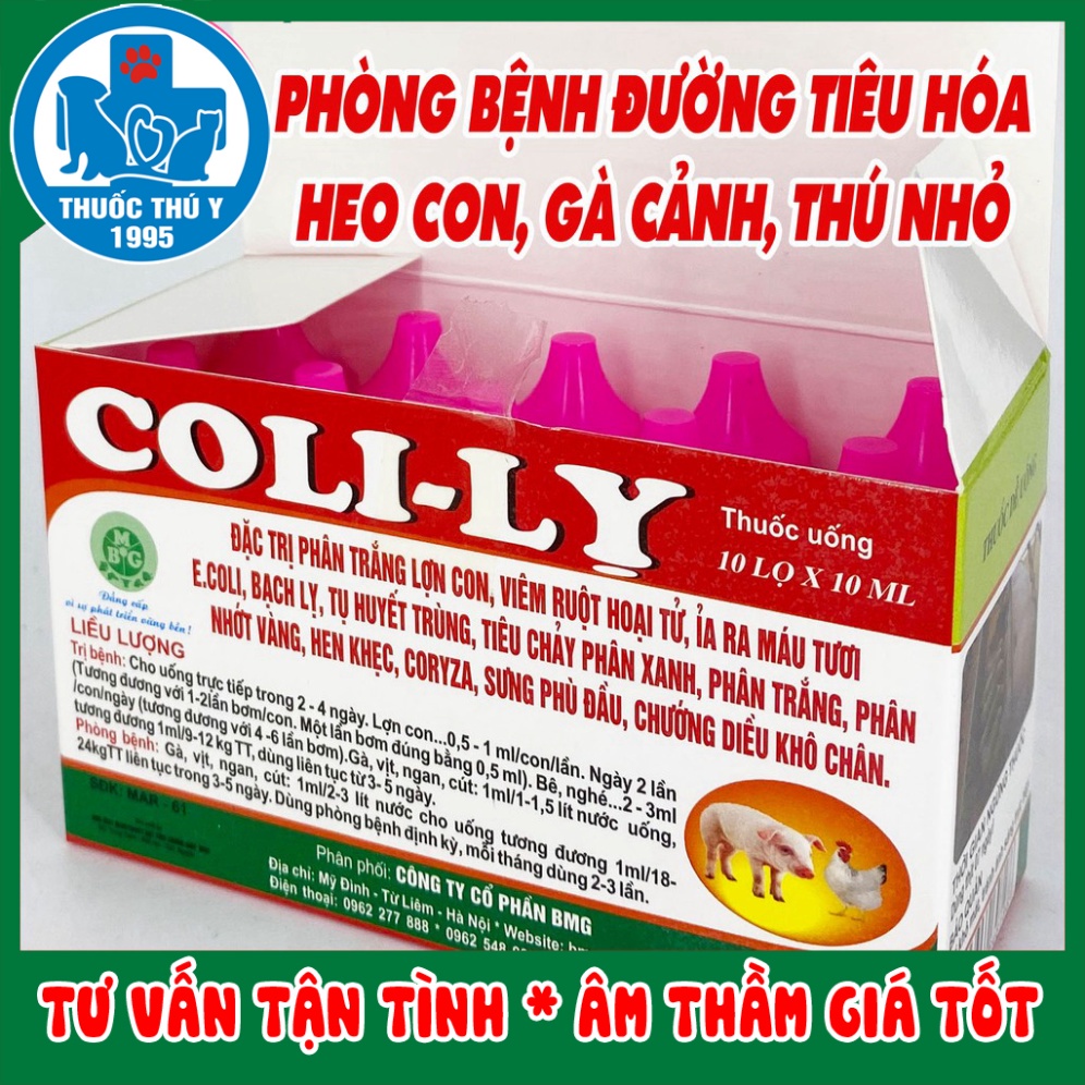 COLI LỴ 10ml Phòng vào chữa bệnh đường ruột trên chó, mèo, thú cảnh, thỏ con, gà đá, gà cảnh