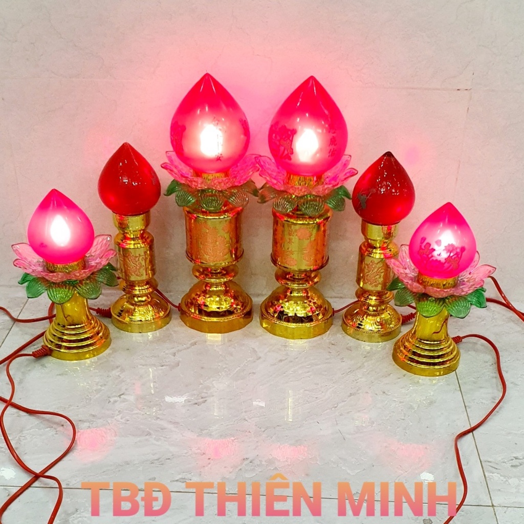 CẶP ĐÈN THỜ TRÁI ĐÀO THỦY TINH