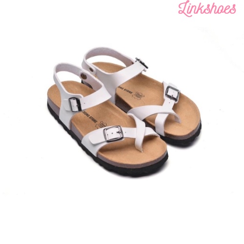 Sandal Đế trấu da PU kết hợp da bò thật 3 màu trắng đen bò mã SH01