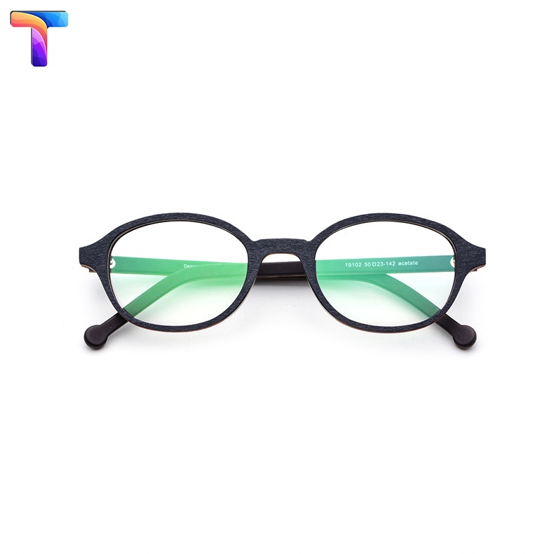 [ Sale xả lỗ ] Kính vân gỗ tròn nam nữ chất liệu Acetate 19102