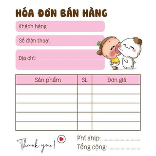 Hoá đơn nhỏ dễ thương 100 trang