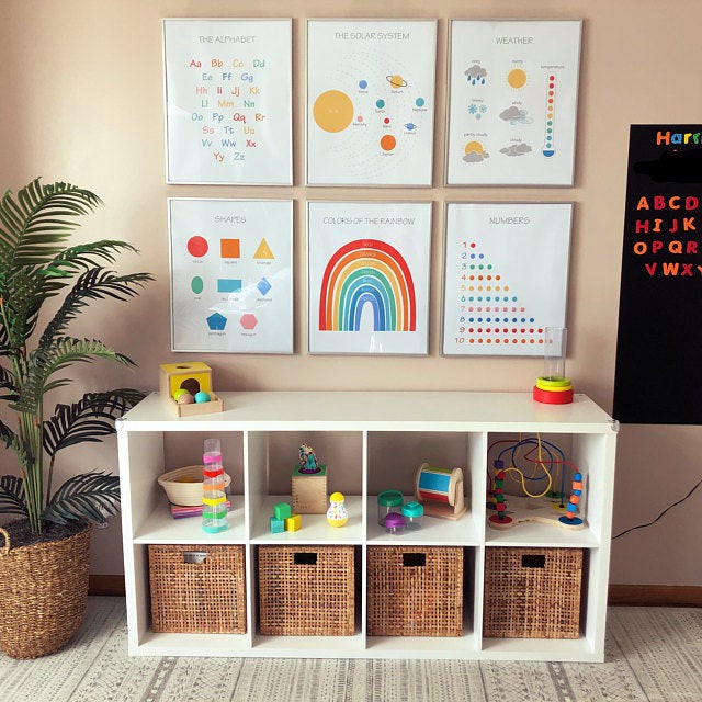 Bộ 4 tranh Không gian Montessori - Tranh treo không đinh – The Space of Montessori educational collection