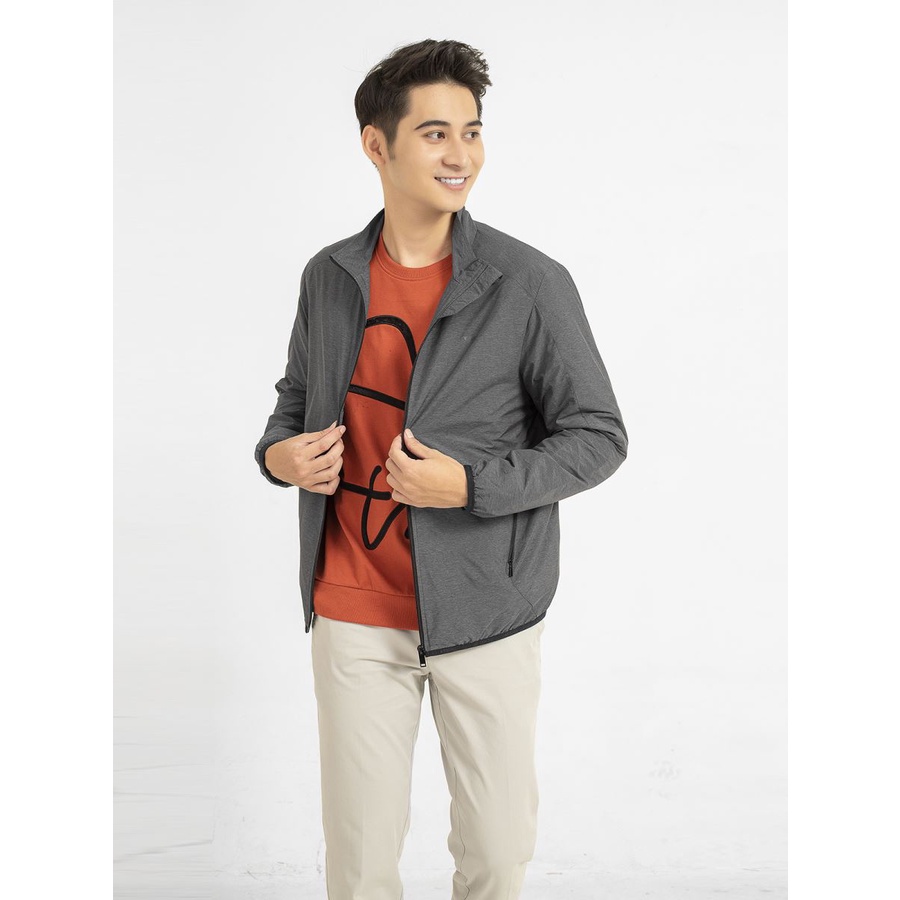 Áo khoác gió 2 lớp nam Aristino AJK001W9 dáng suông regular fit, chun 1 cm chắc chắn, túi khoá kim loại, vải xước