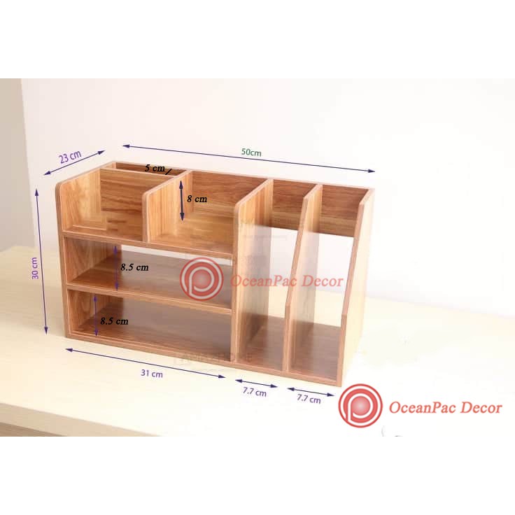 Kệ Sách Gỗ OCEANPAC Để Bàn Làm Việc Chứa Đồ Dùng, Sách, Tài Liệu Văn Phòng MS 003. | BigBuy360 - bigbuy360.vn