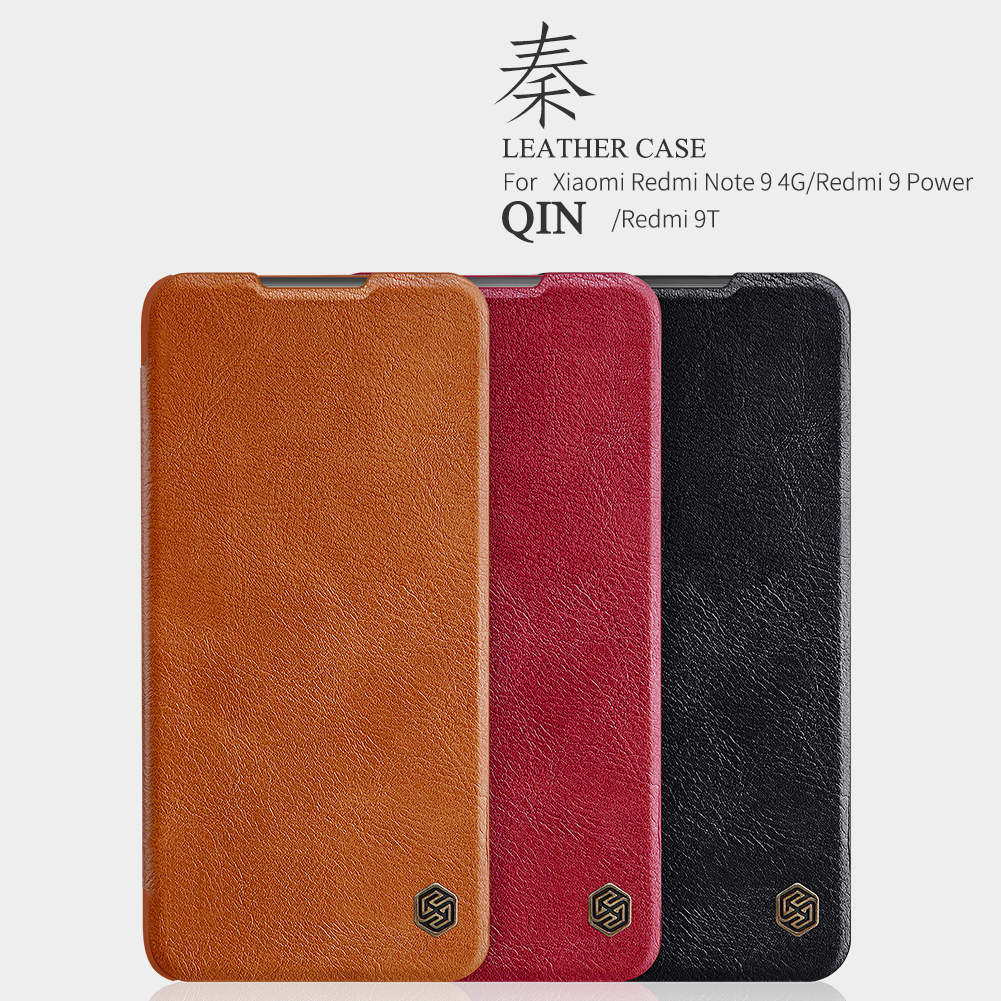 Bao Da Điện Thoại Nillkin Qin Series Cho Xiaomi Redmi 9t / 9 Power 5g Chống Sốc Có Ngăn Chứa Thẻ Dạng Lật 360 Độ