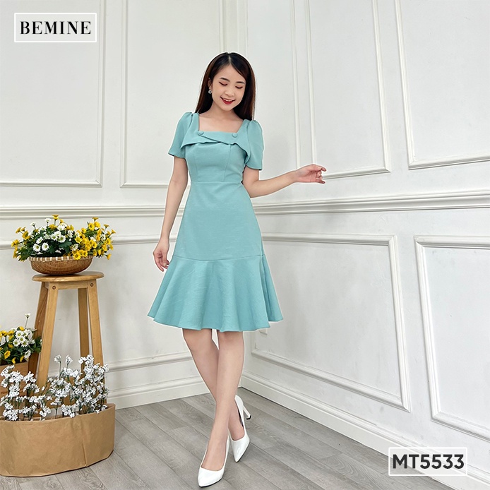 Đầm cổ vuông đính nút BEMINE MT5533