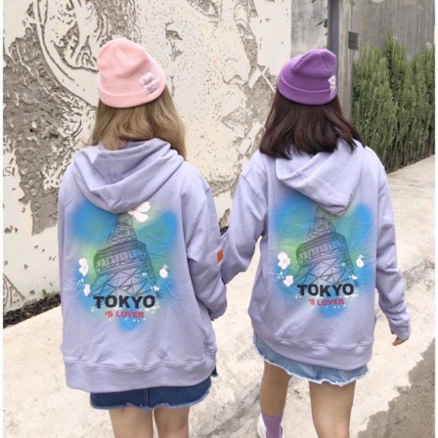 Áo khoác hoodie in chữ tokyo love form rộng unisex, nỉ dày dặn trẻ trung dành cho nam nữ sweater