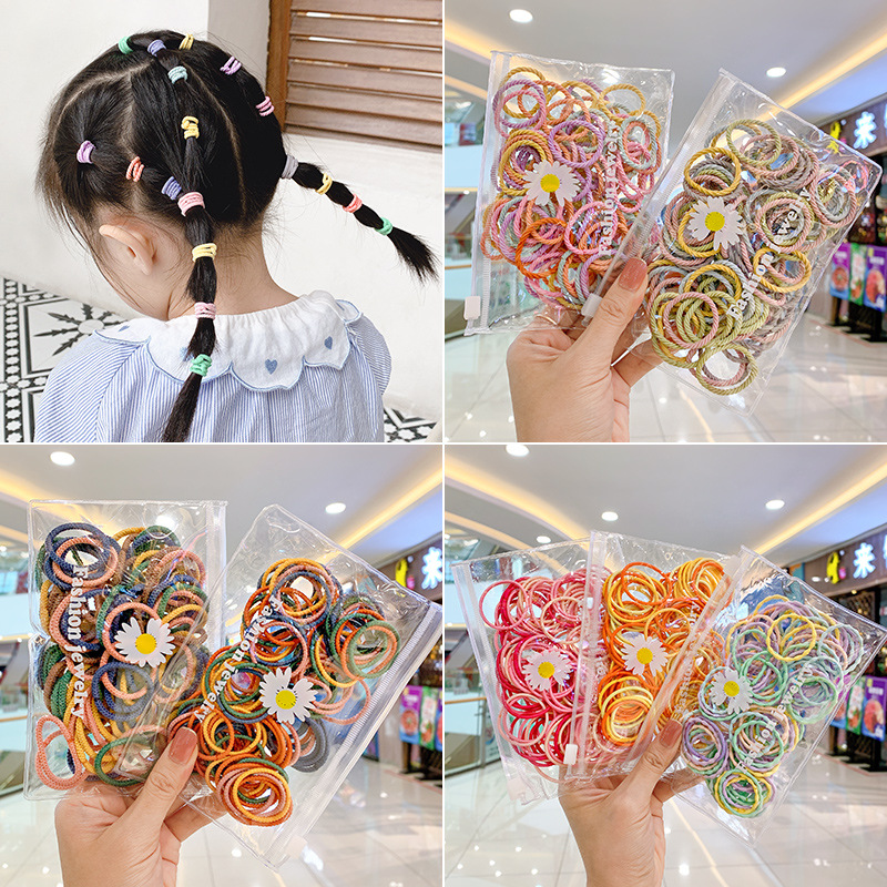 Bộ 100 Dây Cột Tóc Cao Su Nhiều Màu Sắc Thời Trang Hàn Quốc Cho Nữ