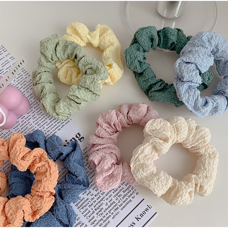 Combo 2 dây cột tóc vải nhúng màu pastel đơn giản nhẹ nhàng cho nữ CB04