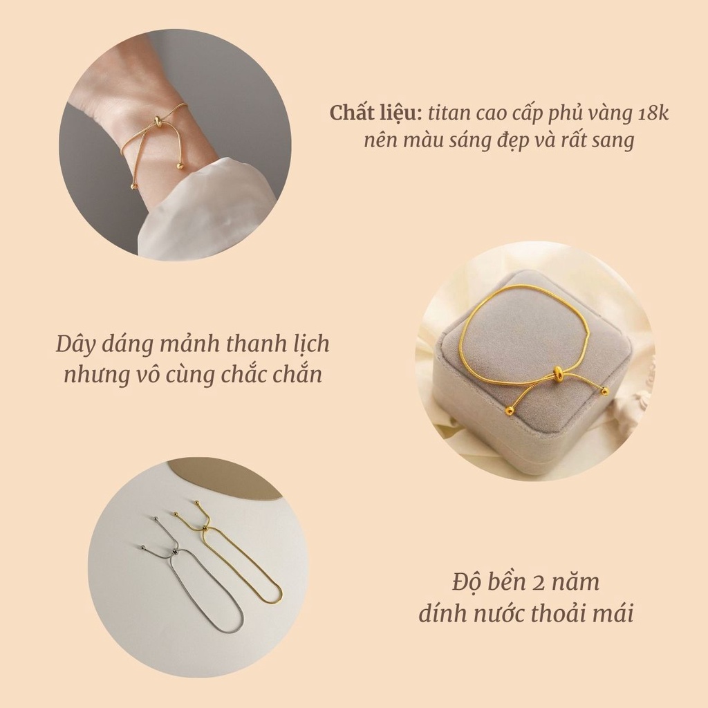 Vòng Tay titan không gỉ kiểu dáng basic, thiết kế dây rút độc đáo Her Accessories TT4