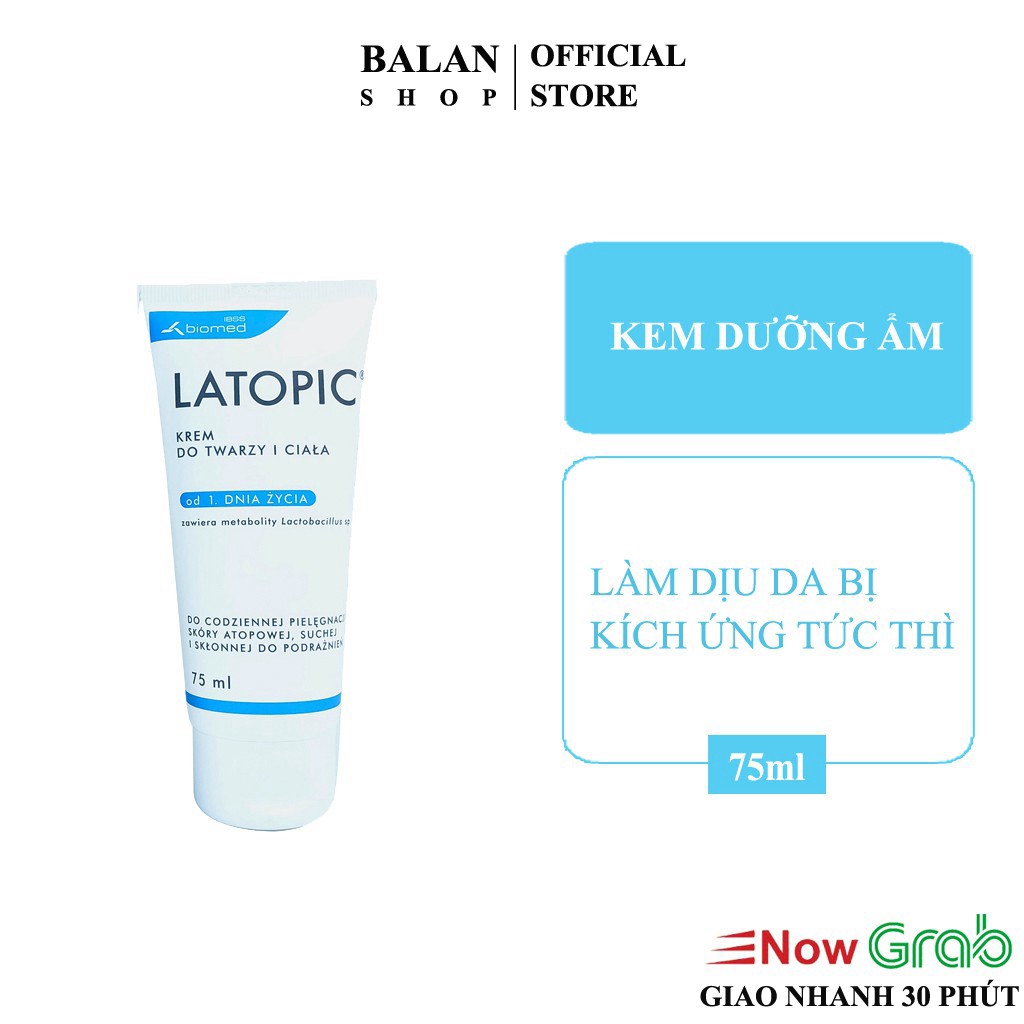 Latopic Kem Dưỡng Ẩm Làm Dịu Ngứa Da Dị Ứng, Lành Tính, Dung Tích 75ml