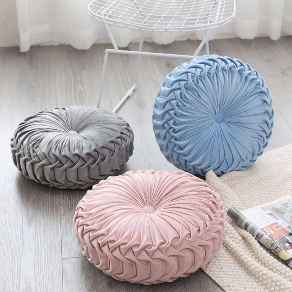 Gối Nệm Xếp Ly Hình Tròn Màu Sắc Xinh Xắn
