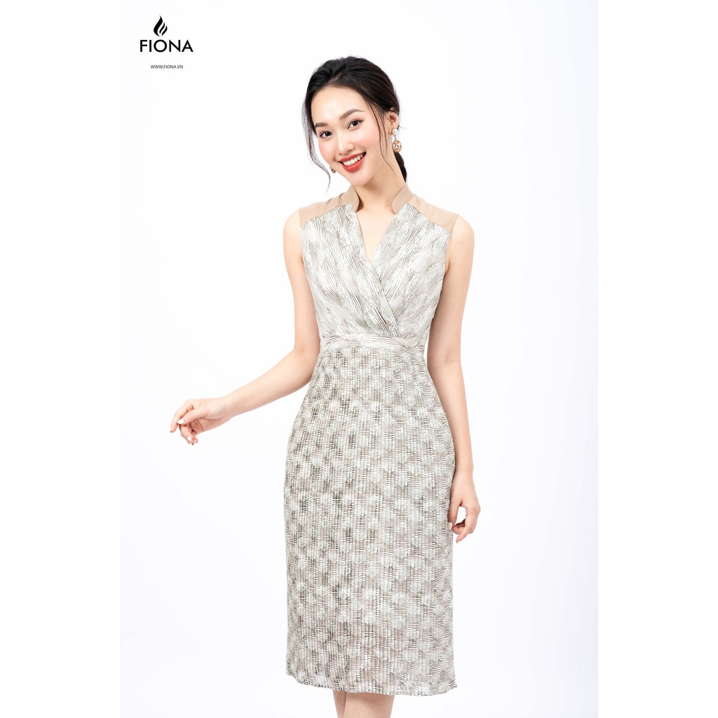 Đầm xếp ly FIONA cổ tàu đầm nữ công sở thiết kế cao cấp sát nách trẻ trung phù hợp mặc đi làm đi chơi F451001