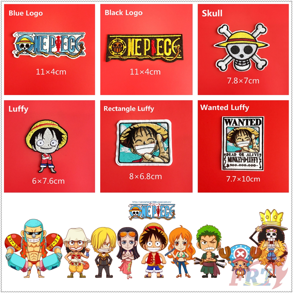 Set 2 miếng vá quần áo hình nhân vật hoạt hình One Piece dễ thương