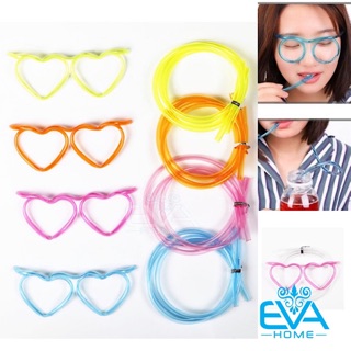 Ống Hút Mắt Kính Hình Gọng Trái Tim Cute