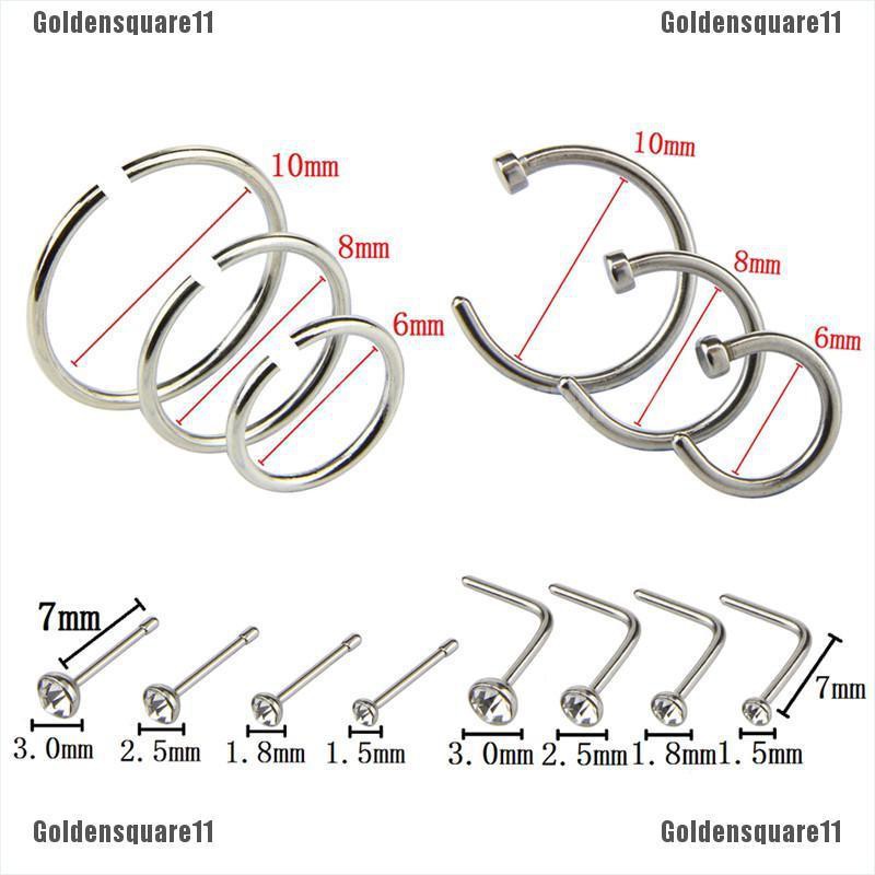 Set 14 khuyên mũi bằng thép không gỉ cá tính đẹp mắt