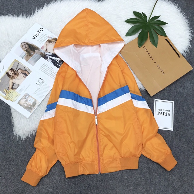 Áo khoác dù hai lớp phối sọc bốn màu siêu xinh | BigBuy360 - bigbuy360.vn