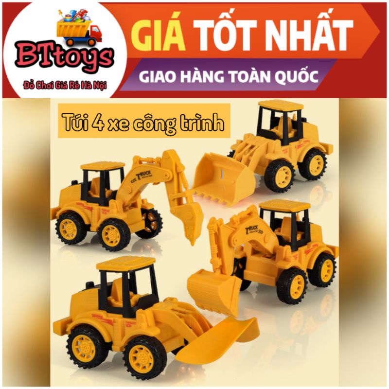 Xe ô tô đồ chơi, vỉ 4 xe ô tô công trình xây dựng cho bé