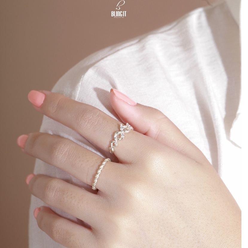 Nhẫn Nữ Bạc 925 Cao Cấp BLING IT Thiết Kế Đính Đá Sang Trọng - BIN389