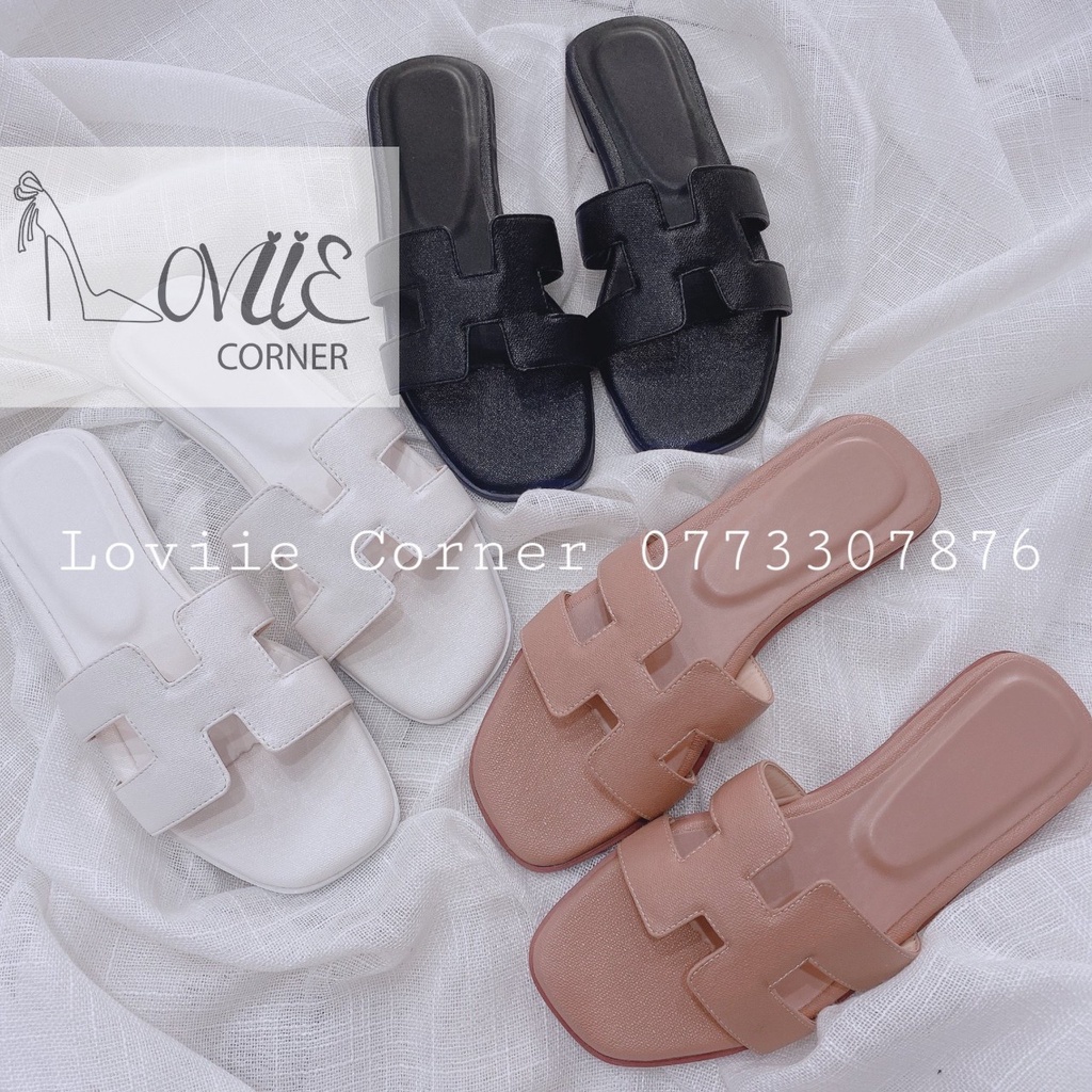 DÉP NỮ THỜI TRANG LOVIIECORNER HÀNG ĐẸP - DÉP LÊ THỜI TRANG DA XỊN VẢI KAKI D190660