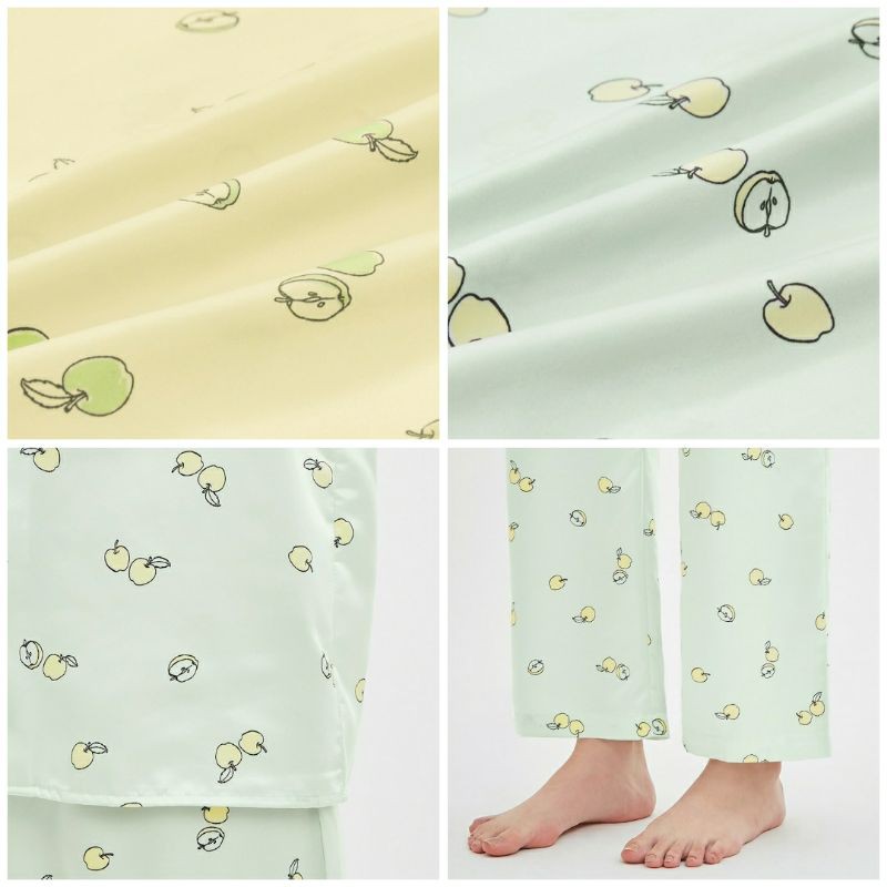 Bộ quần áo dài pyjama nữ in hình táo dễ thương của GU - Nhật Bản