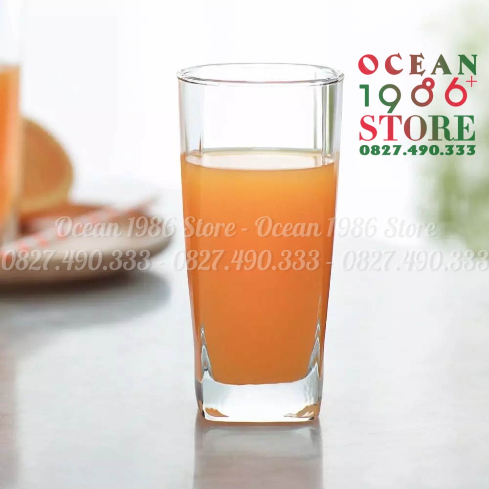 Bộ 6 Cốc Thủy Tinh Ocean Đáy Vuông Cao Plaza Hi Ball – B11011 – 320ml