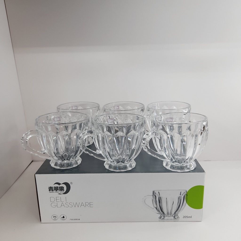 Bộ 6 chiếc cốc thủy tinh dày dặn, sang trọng, tinh tế, dung tích 195ml