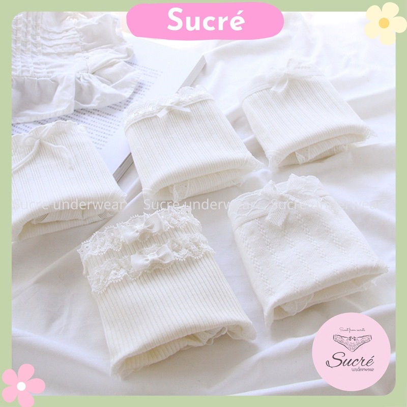 Set 5 Quần Lót Nữ Cotton Trắng Cao Cấp Tinh Khiết Cạp Nơ Xinh S11