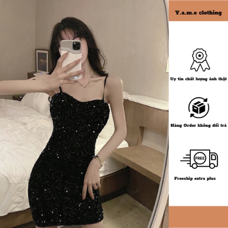 Đầm váy 2 dây body cúp ngực sexy sang trọng đi bar sàn hàng quảng châu loại 1 yameclothing